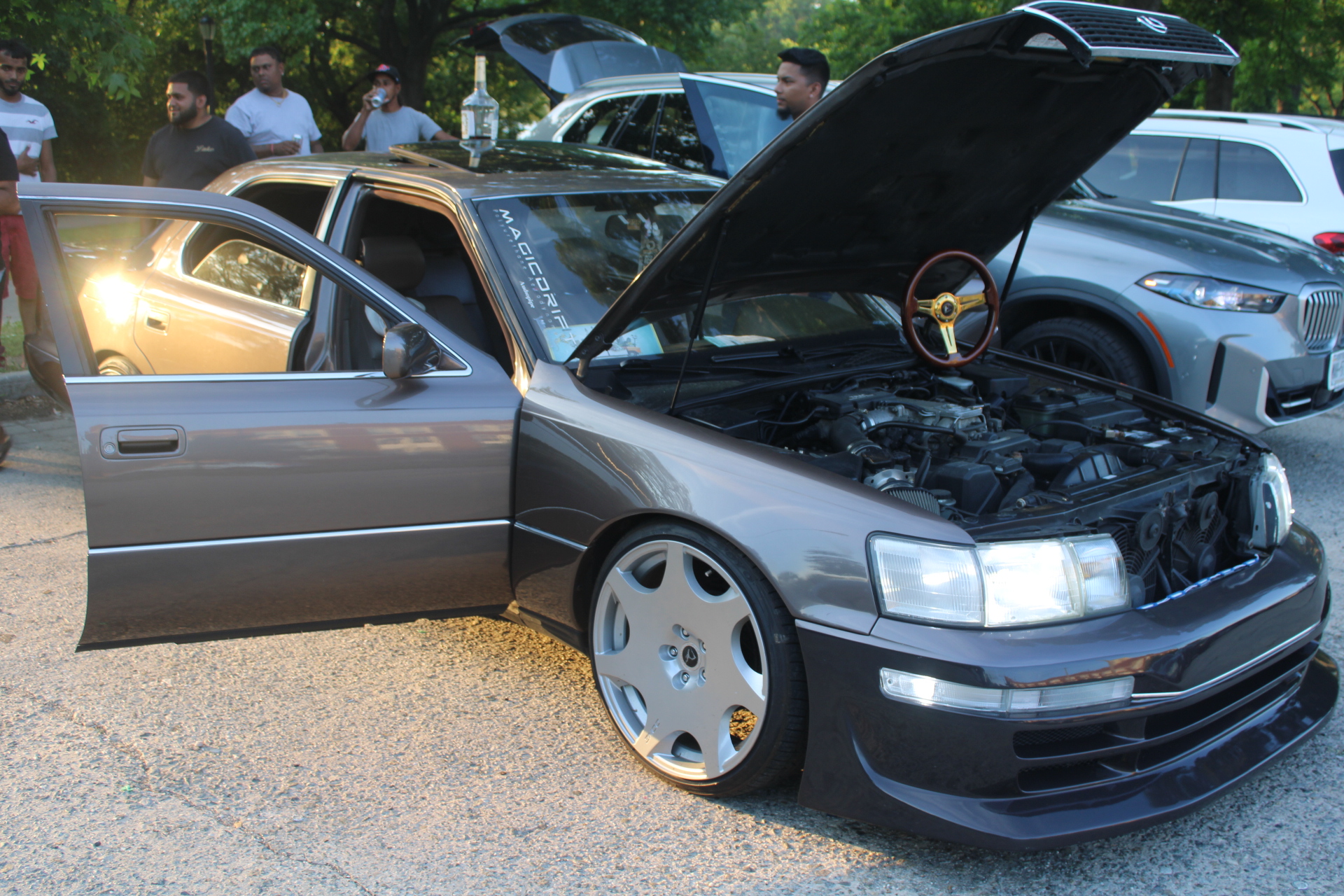 Slammed Lexus LS on custom wheels